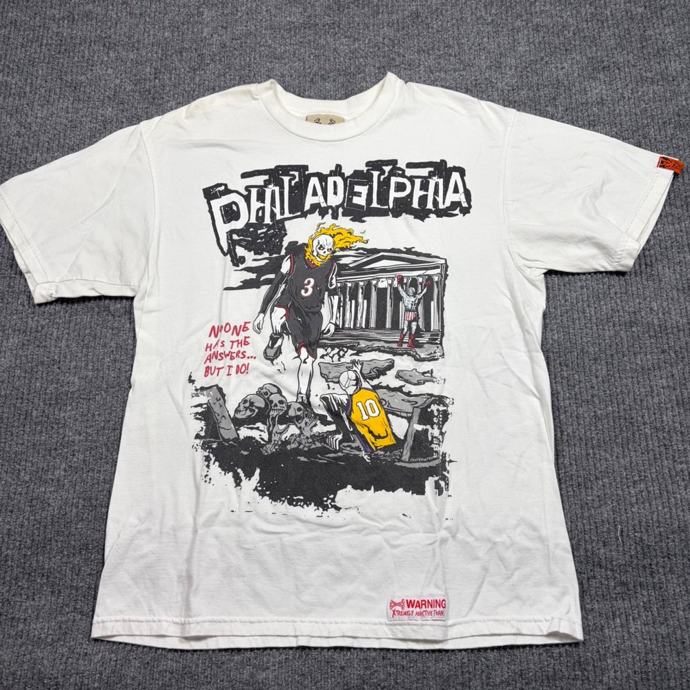 (Brand) Philadelphia Allen Iverson Shirt Mens L Rocky Balboa Graphic White